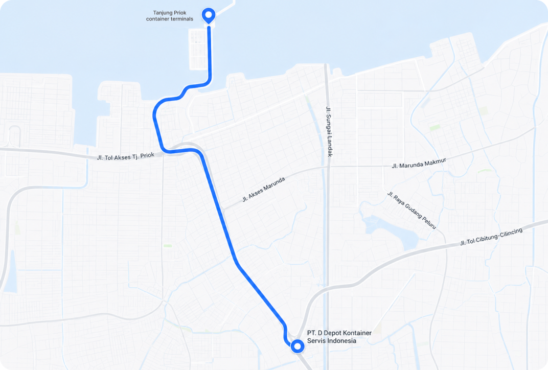 Map showing Terra Group depot location near Tanjung Priok Port
